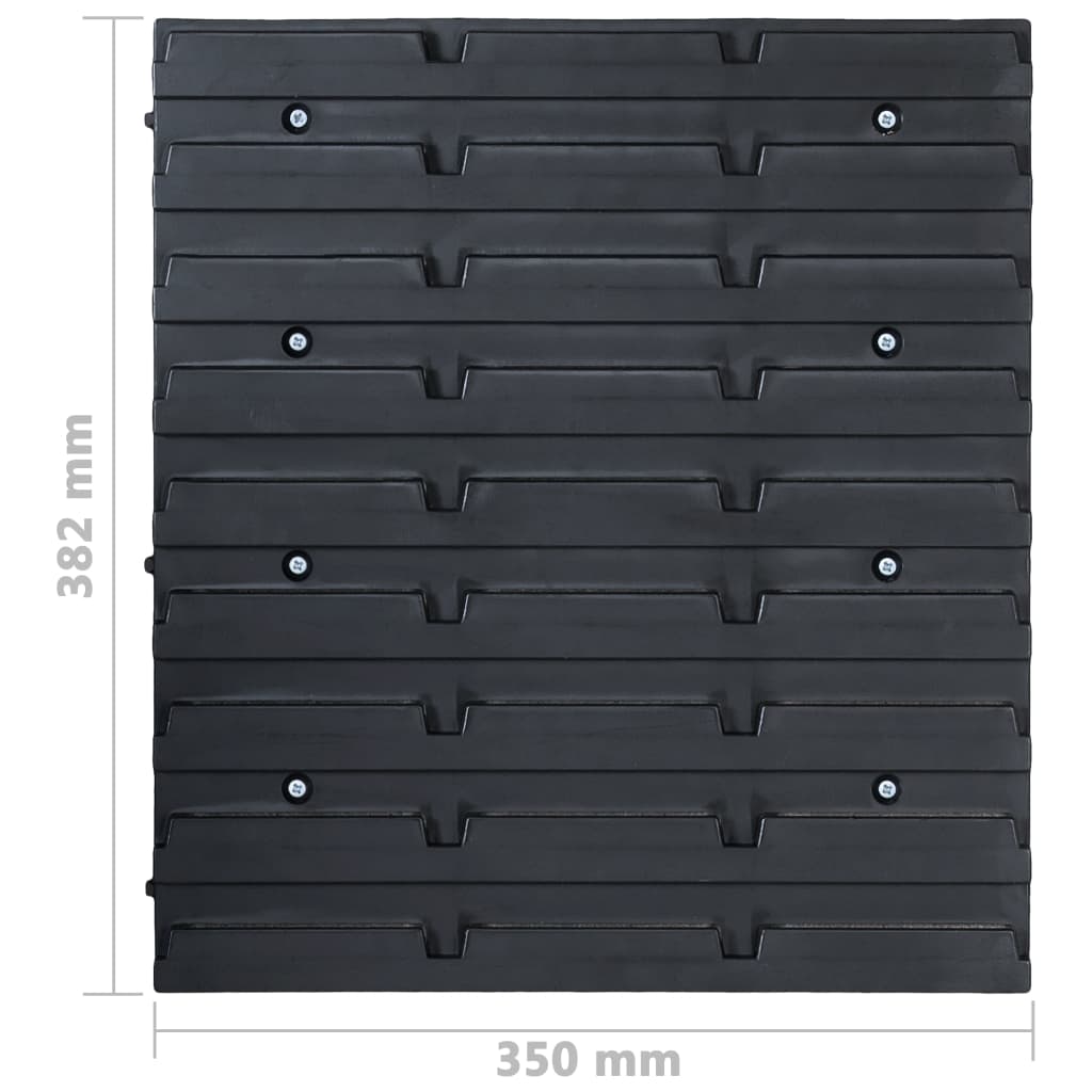 48Tlg. Behälter-Set Für Kleinteile Mit Wandplatten Blau Schwarz