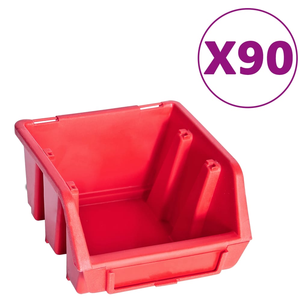 96-Tlg. Behälter-Set Für Kleinteile Mit Wandplatten Schwarz
