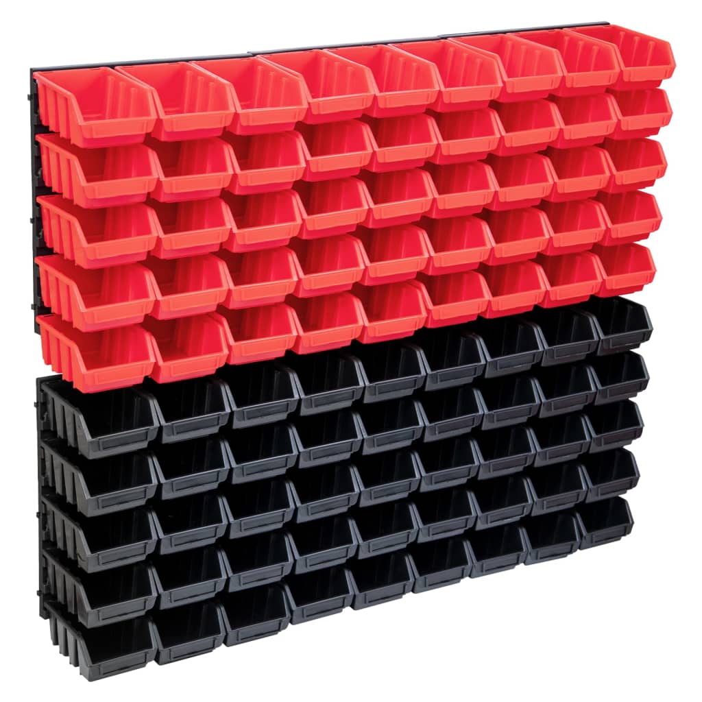 96-Tlg. Behälter-Set Für Kleinteile Mit Wandplatten Schwarz