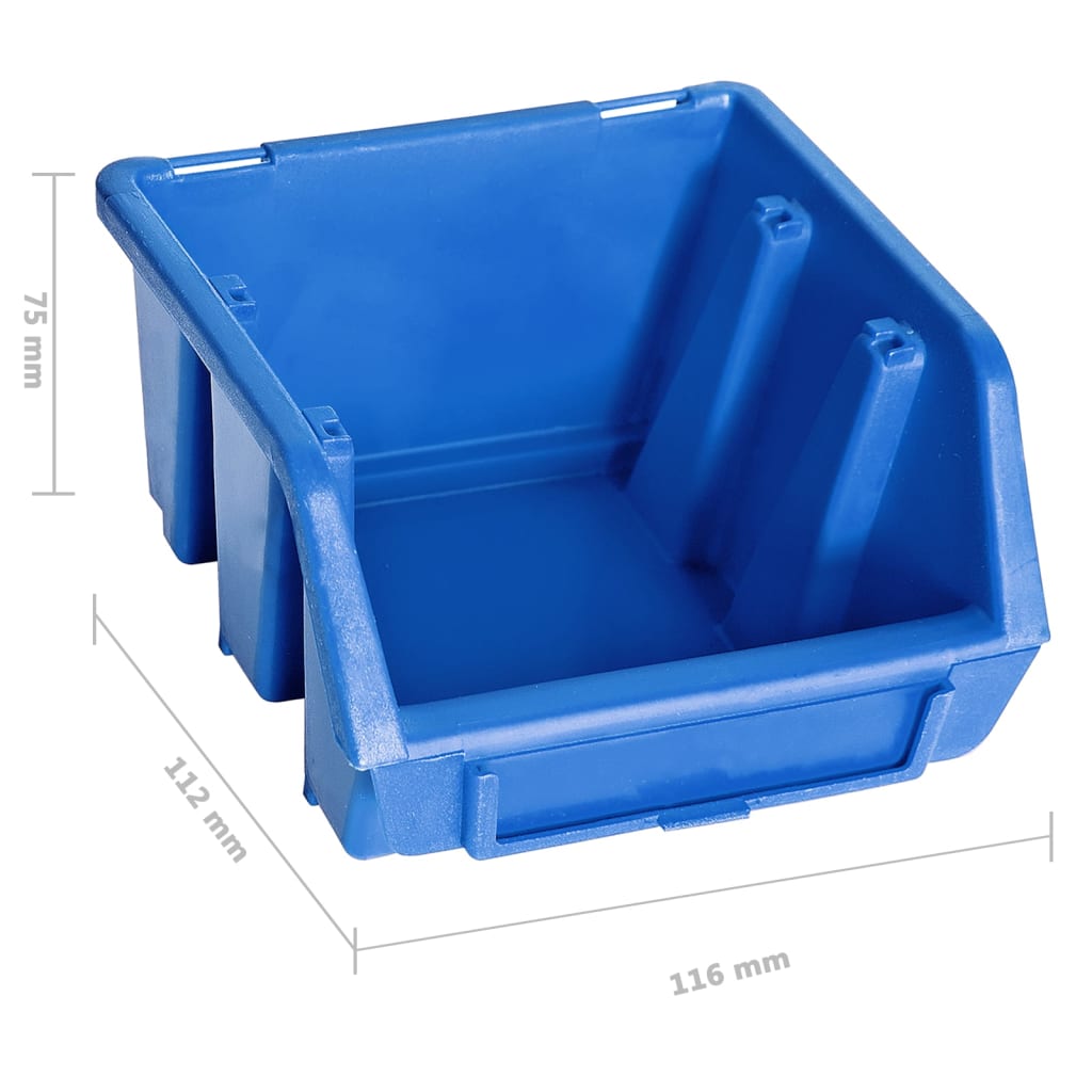 128-Tlg. Behälter-Set Für Kleinteile Mit Wandplatten Blau