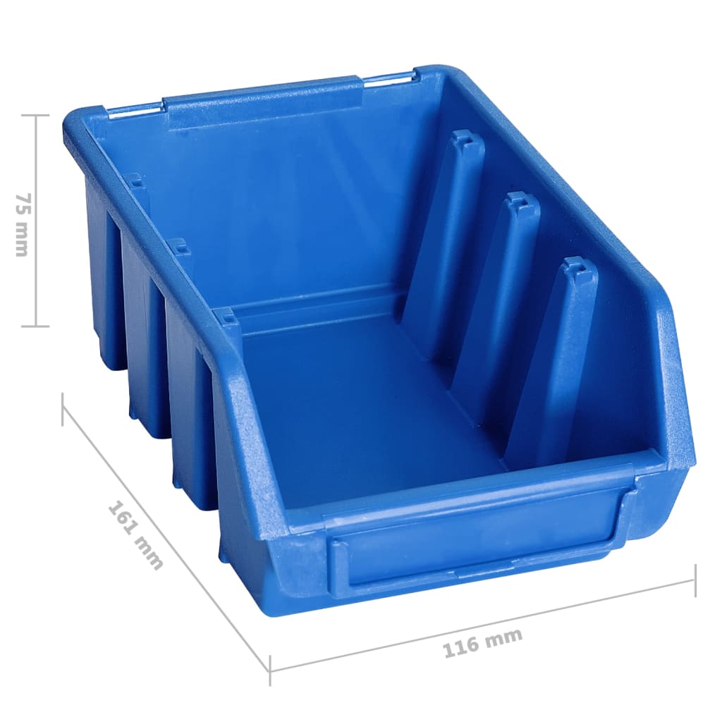 128-Tlg. Behälter-Set Für Kleinteile Mit Wandplatten Blau