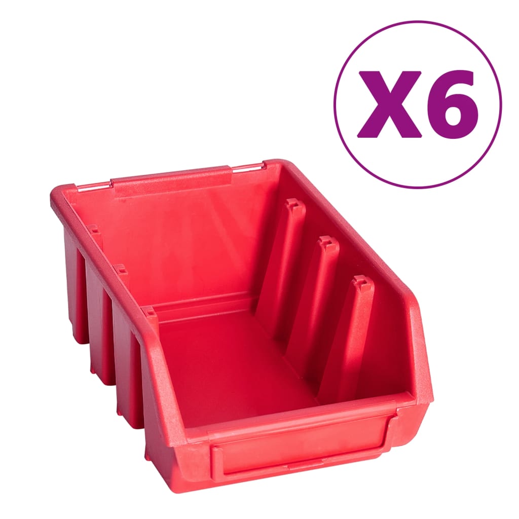 39-Tlg. Behälter-Set Für Kleinteile Mit Wandplatten Rot Schwarz