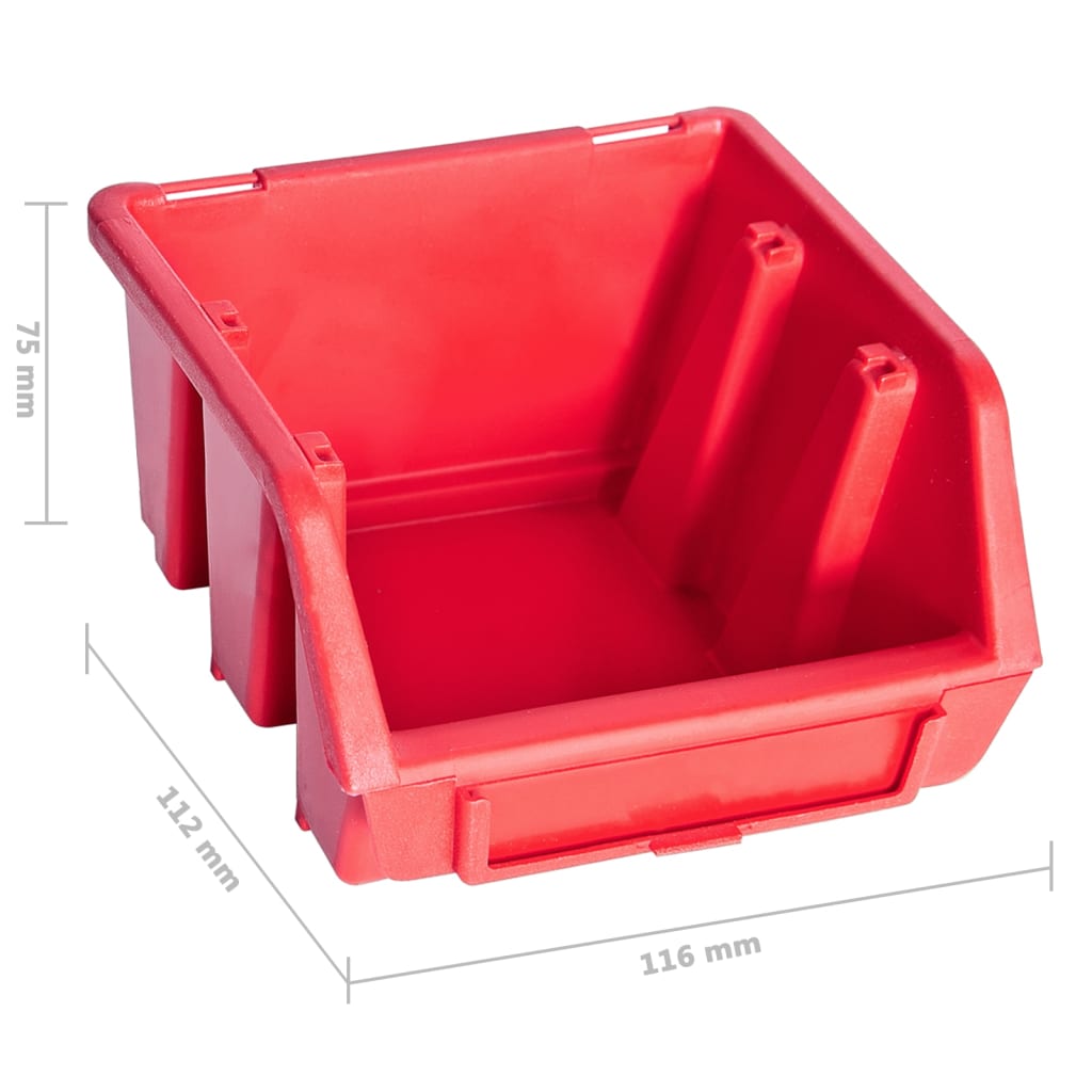 39-Tlg. Behälter-Set Für Kleinteile Mit Wandplatten Rot Schwarz
