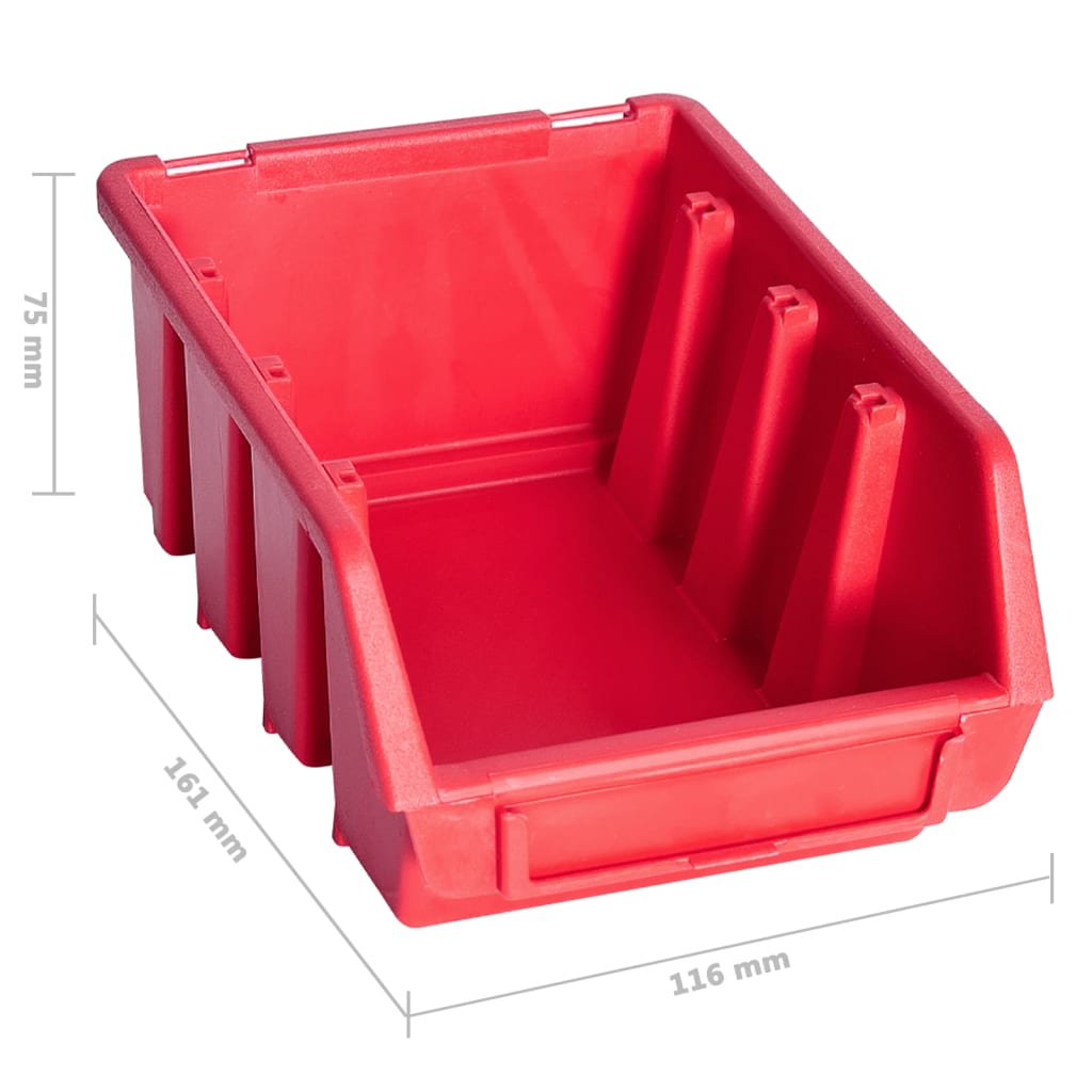 39-Tlg. Behälter-Set Für Kleinteile Mit Wandplatten Rot Schwarz