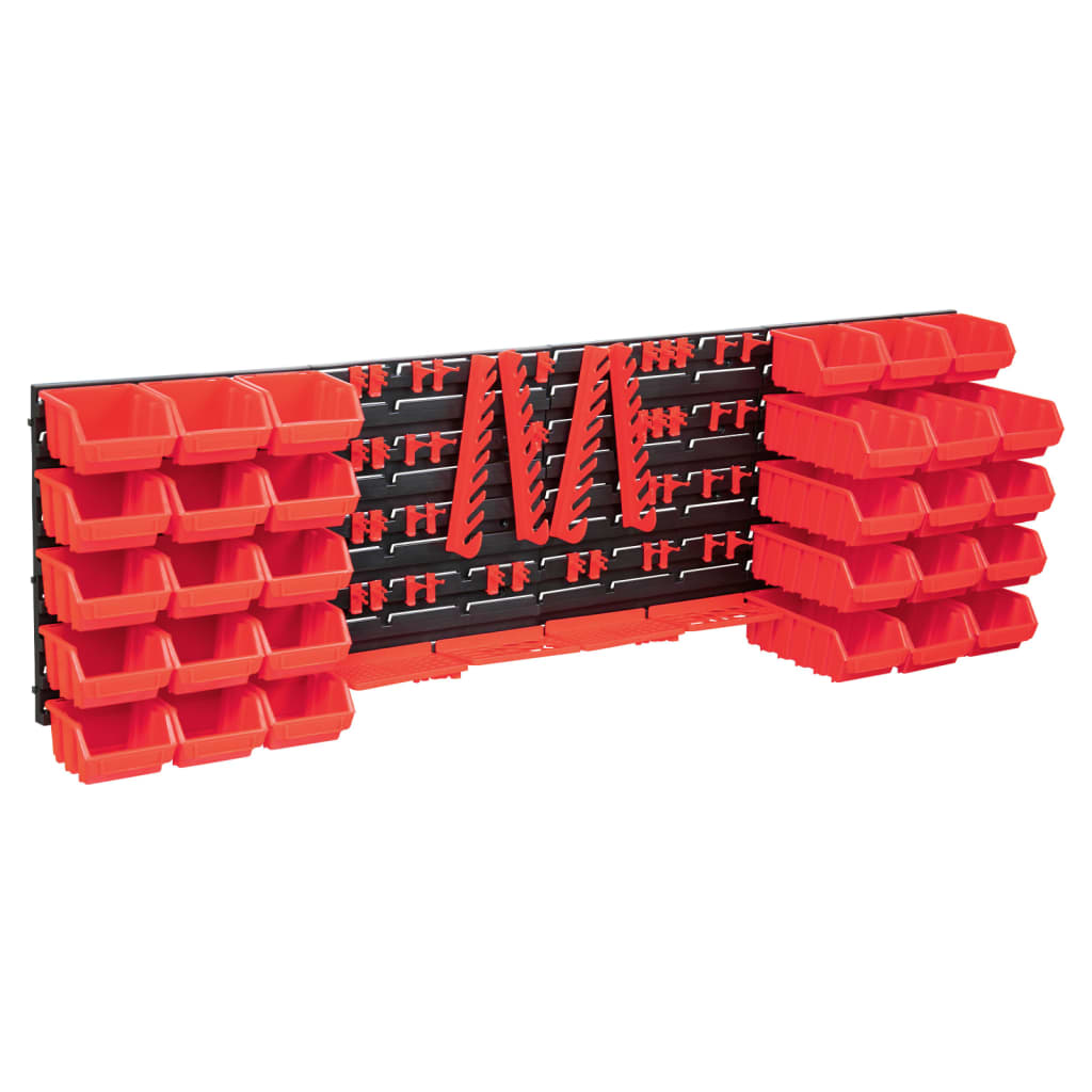 80-Tlg. Behälter-Set Für Kleinteile Mit Wandplatten Rot Schwarz