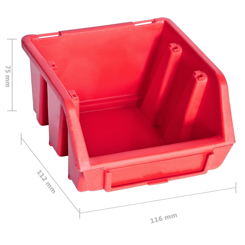 80-Tlg. Behälter-Set Für Kleinteile Mit Wandplatten Rot Schwarz