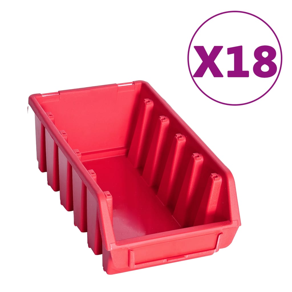 103-Tlg. Werkzeugwand Mit Sichtlagerkästen Rot Und Schwarz