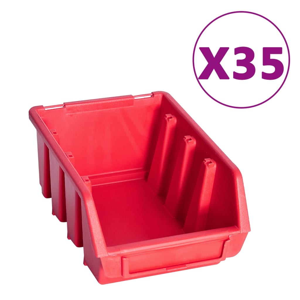 141-Tlg. Werkzeugwand Mit Sichtlagerkästen Rot Und Schwarz