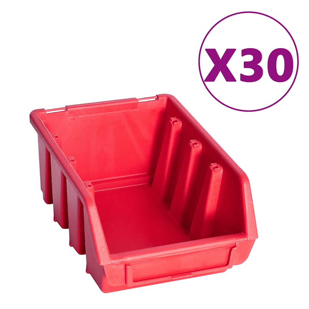 136-Tlg. Werkzeugwand Mit Sichtlagerkästen Rot Und Schwarz