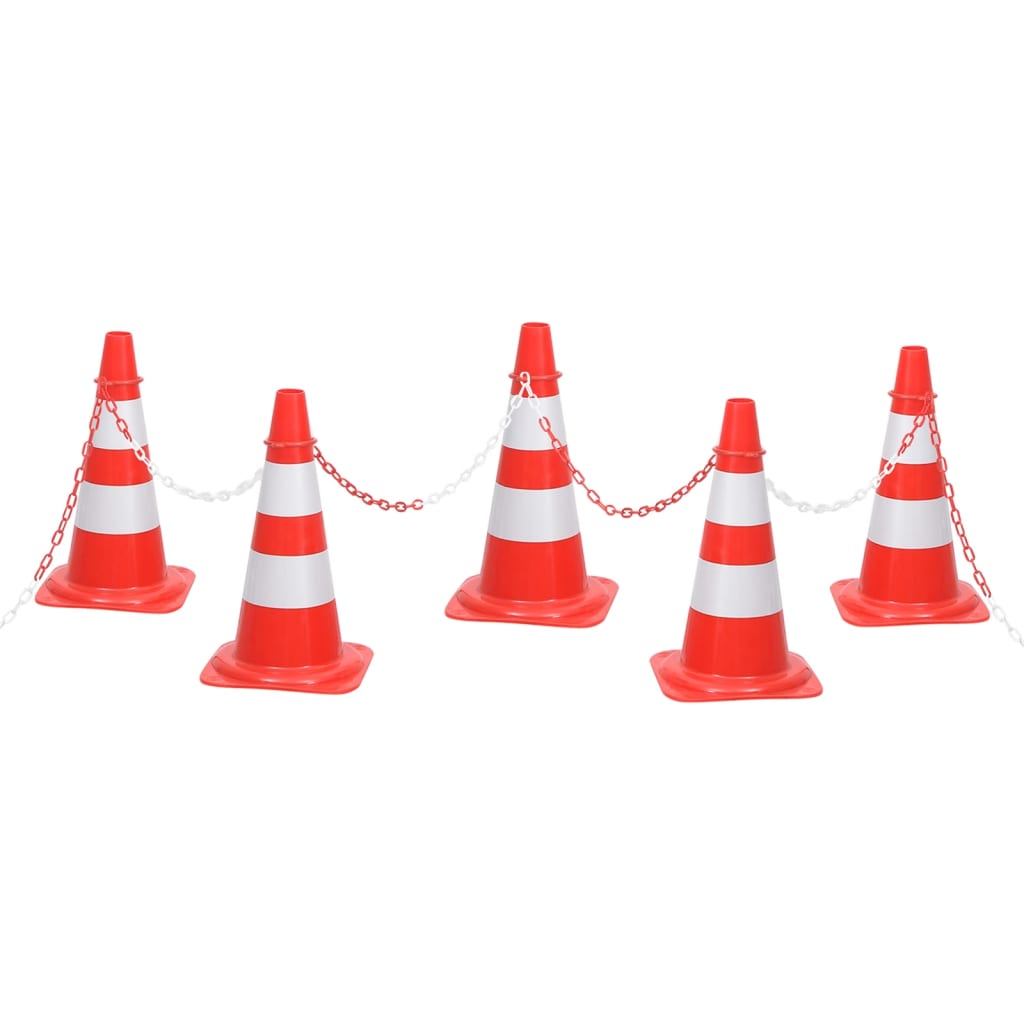 Leitkegel-Set Mit 10 M Kette Rot Und Weiß