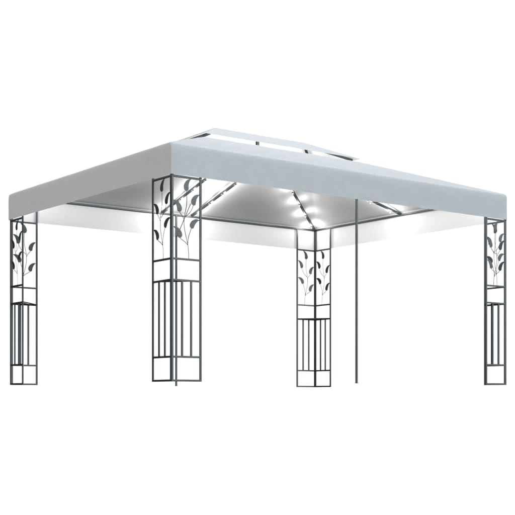 Pavillon Mit Doppeldach & Led-Lichterkette 3X4 M