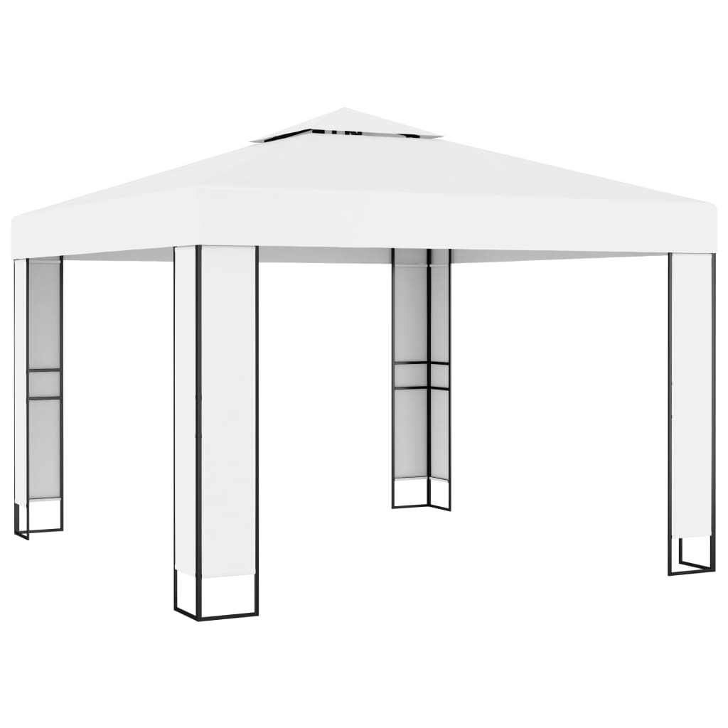 Pavillon Mit Doppeldach & Led-Lichterkette 3X3 M