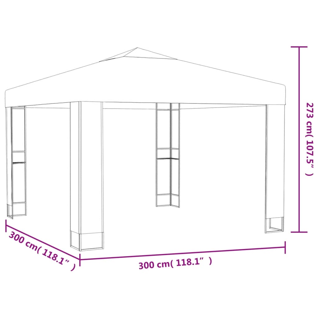 Pavillon Mit Doppeldach & Led-Lichterkette 3X3 M