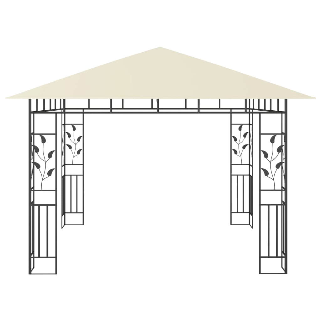 Pavillon Mit Moskitonetz & Led-Lichterkette 3X3X2,73M Weiß