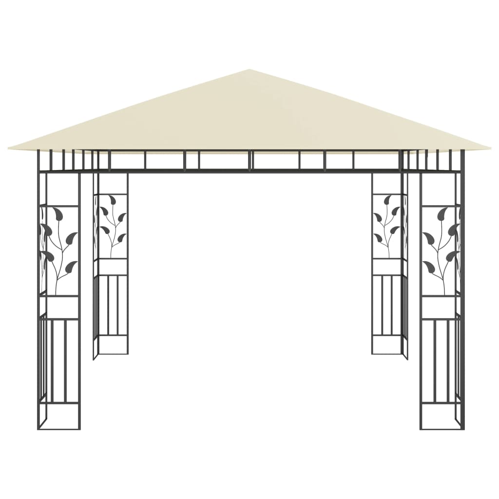Pavillon Mit Moskitonetz & Led-Lichterkette 3X3X2,73M Weiß