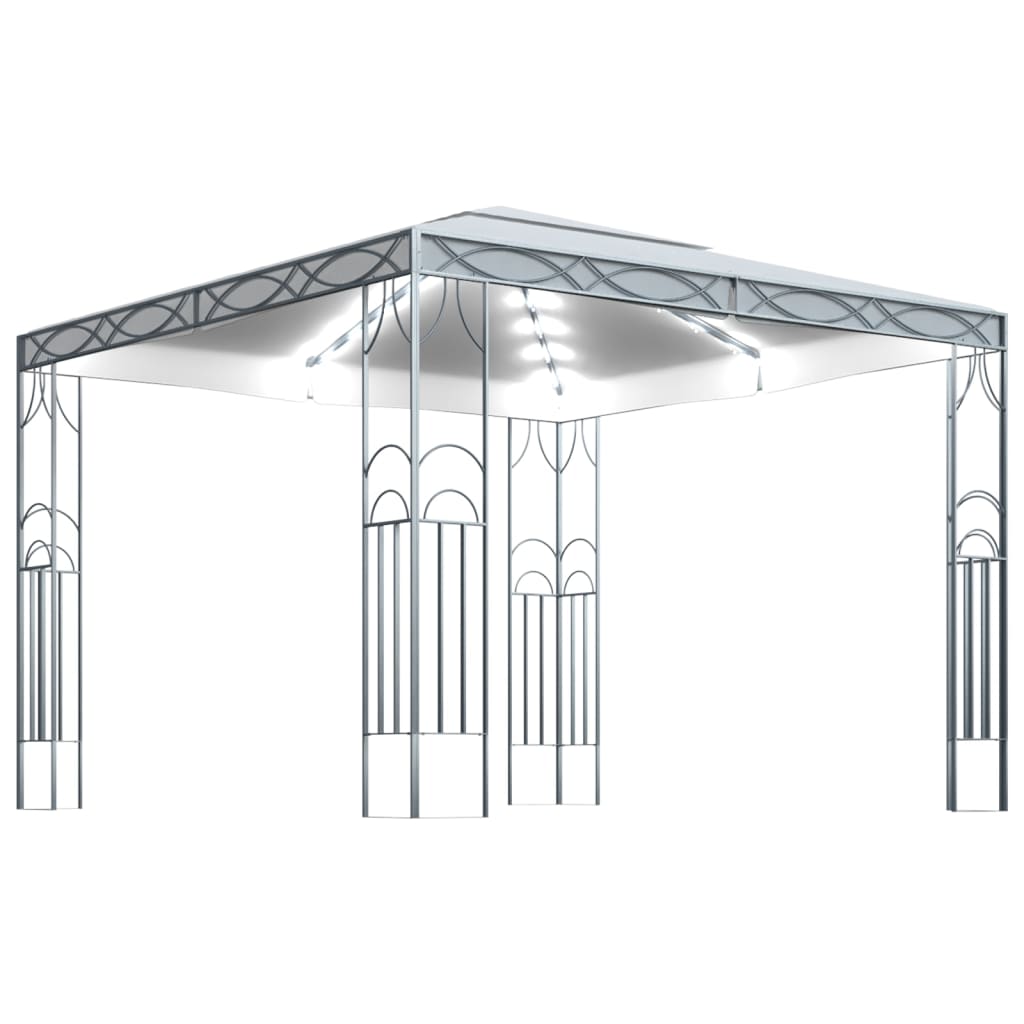 Pavillon Mit Led-Lichterkette Weiß