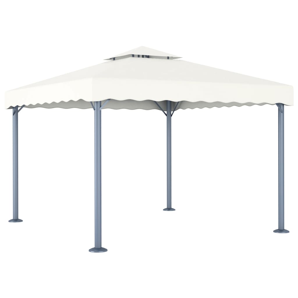 Pavillon Mit Led-Lichterkette 300X300 Cm Weiß Aluminium
