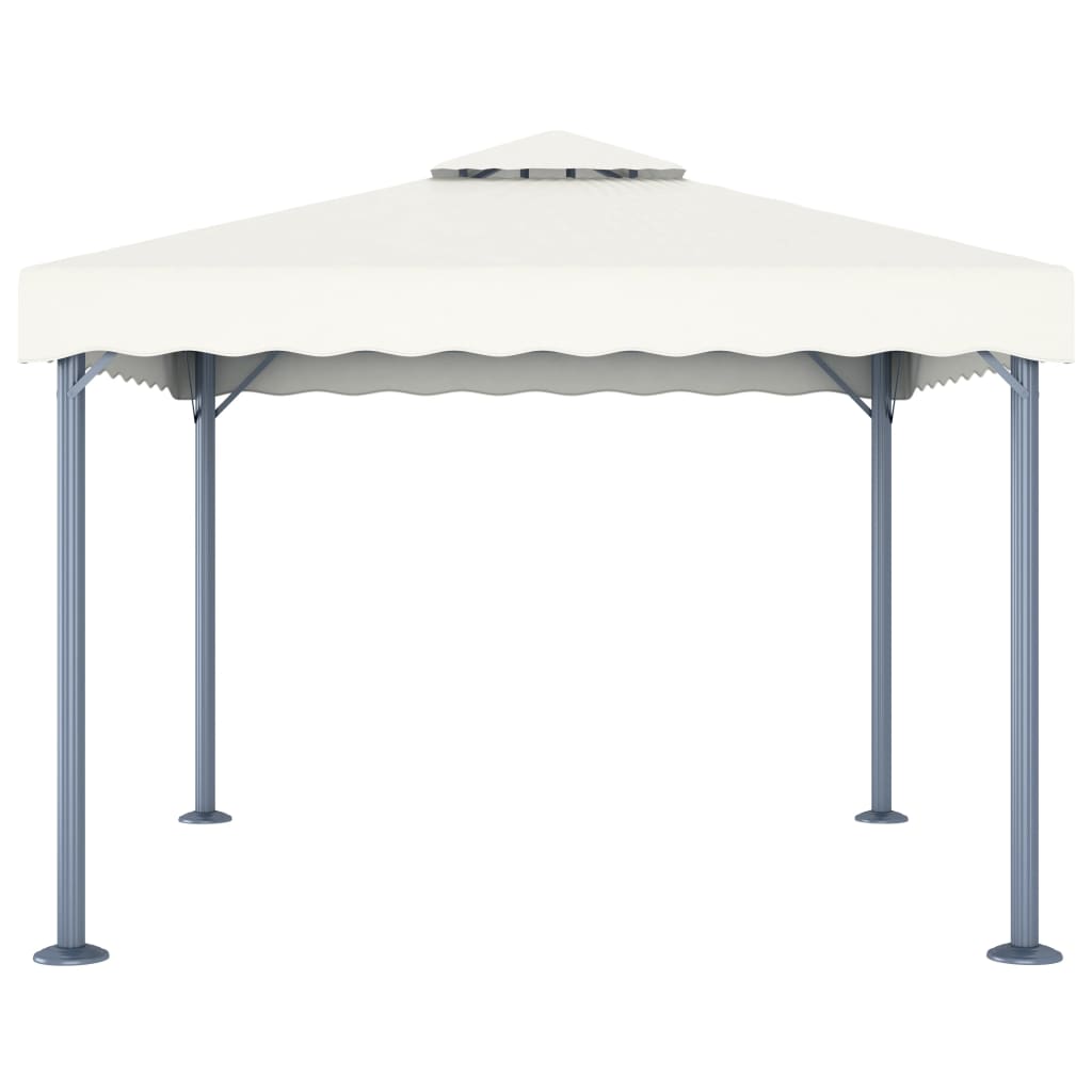 Pavillon Mit Led-Lichterkette 300X300 Cm Weiß Aluminium