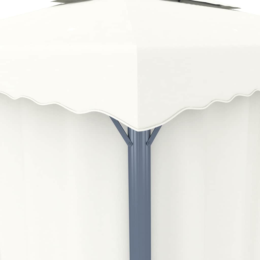 Pavillon Mit Vorhängen & Led-Lichterkette Weiß