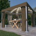 Pavillon Mit Vorhängen & Led-Lichterkette Weiß