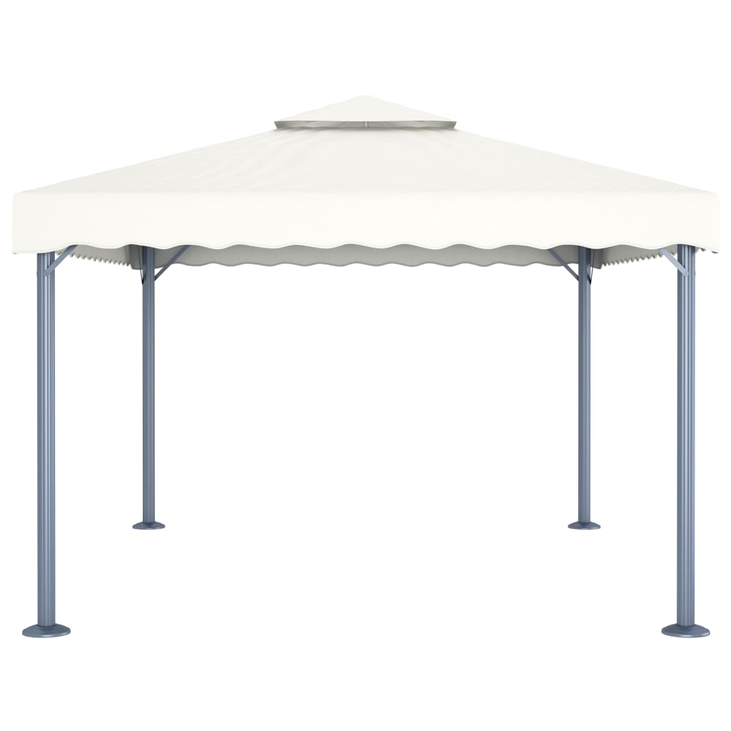 Pavillon Mit Led-Lichterkette 400X300 Cm Weiß Aluminium