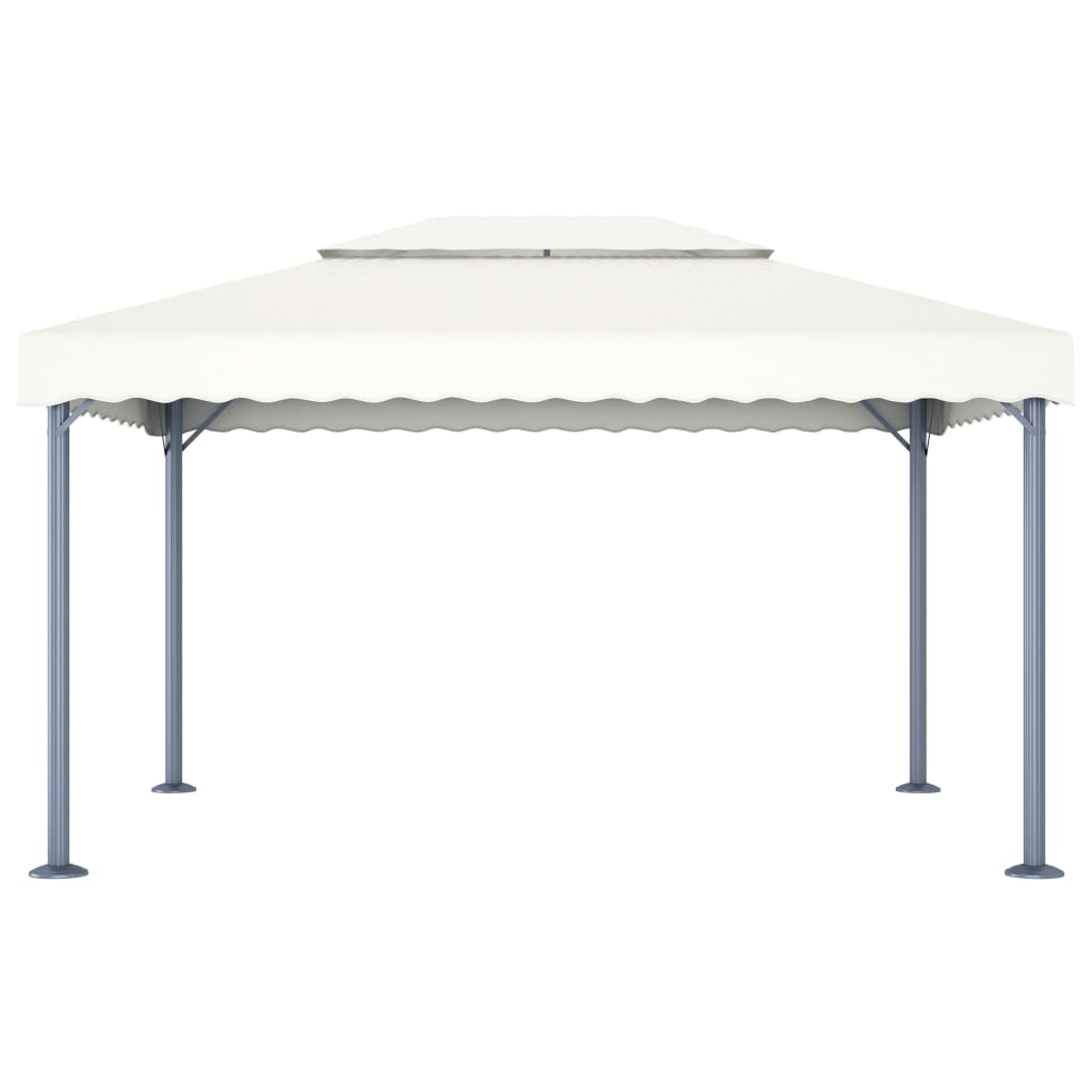 Pavillon Mit Led-Lichterkette 400X300 Cm Weiß Aluminium