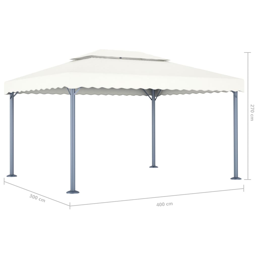 Pavillon Mit Led-Lichterkette 400X300 Cm Weiß Aluminium