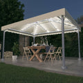 Pavillon Mit Led-Lichterkette 400X300 Cm Weiß Aluminium