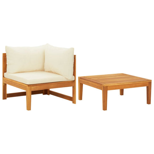 2-Tlg. Garten-Lounge-Set Mit Kissen Akazienholz