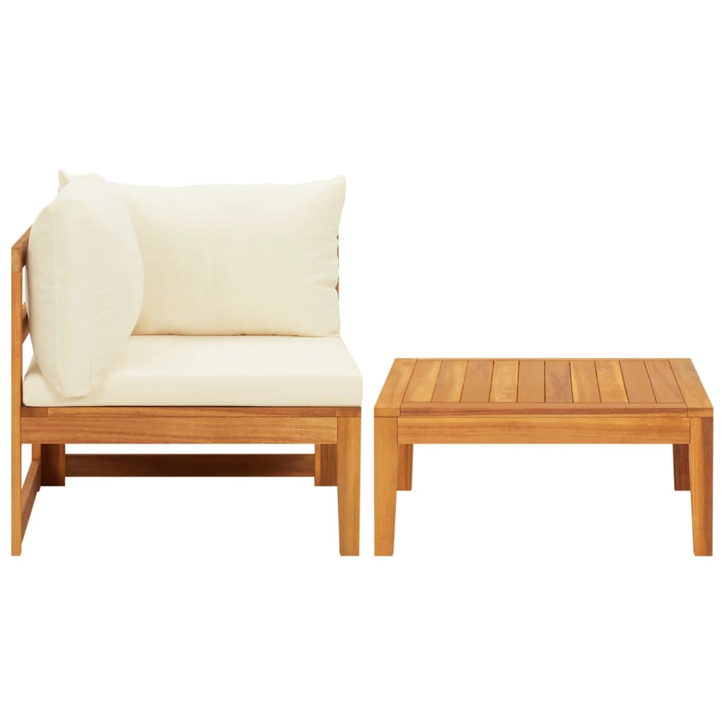 2-Tlg. Garten-Lounge-Set Mit Kissen Akazienholz