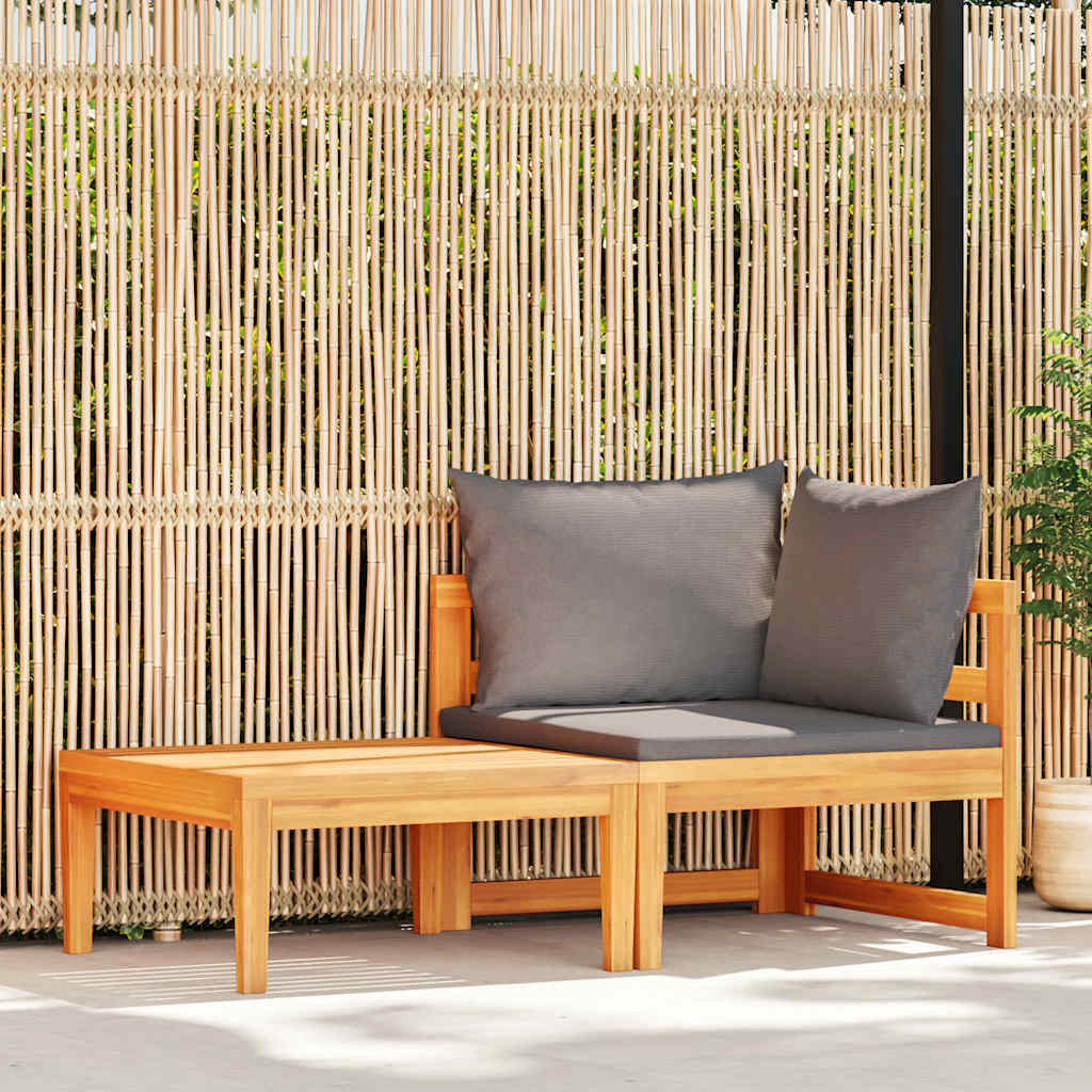2-Tlg. Garten-Lounge-Set Mit Kissen Akazienholz
