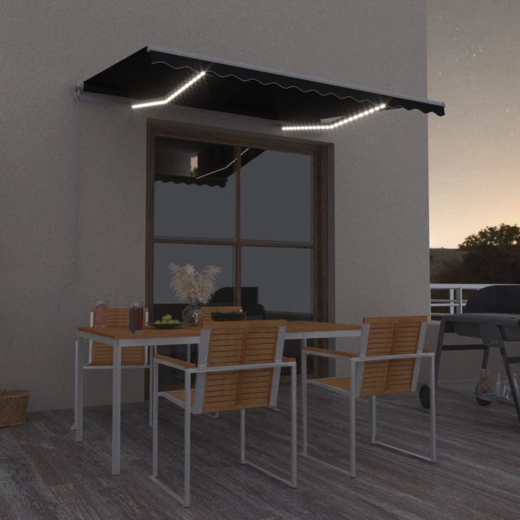 Markise Manuell Einziehbar Mit Led Anthrazit