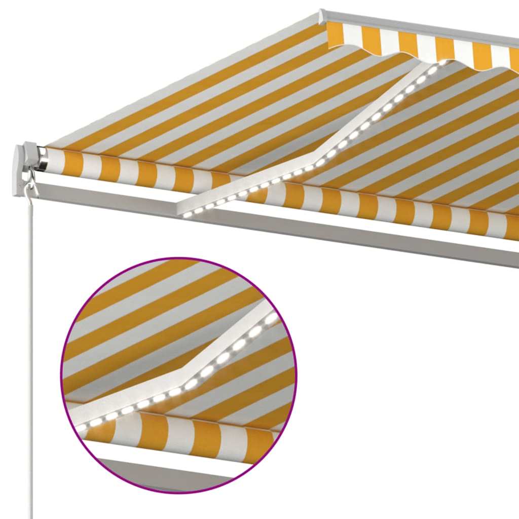 Markise Manuell Einziehbar Mit Led Und Weiß Gelb