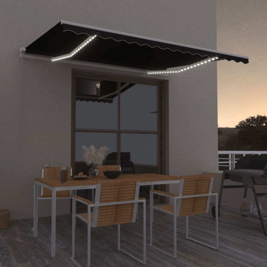 Markise Manuell Einziehbar Mit Led Anthrazit