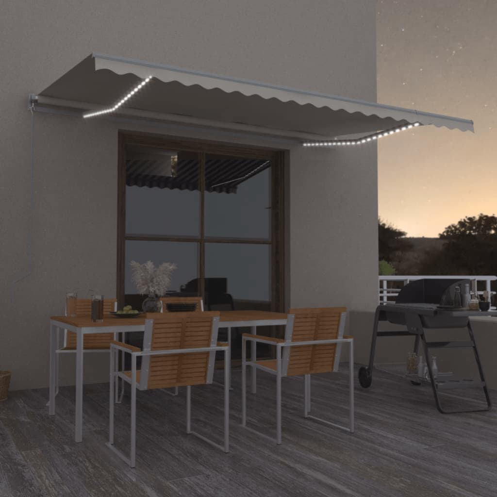 Markise Manuell Einziehbar Mit Led Creme