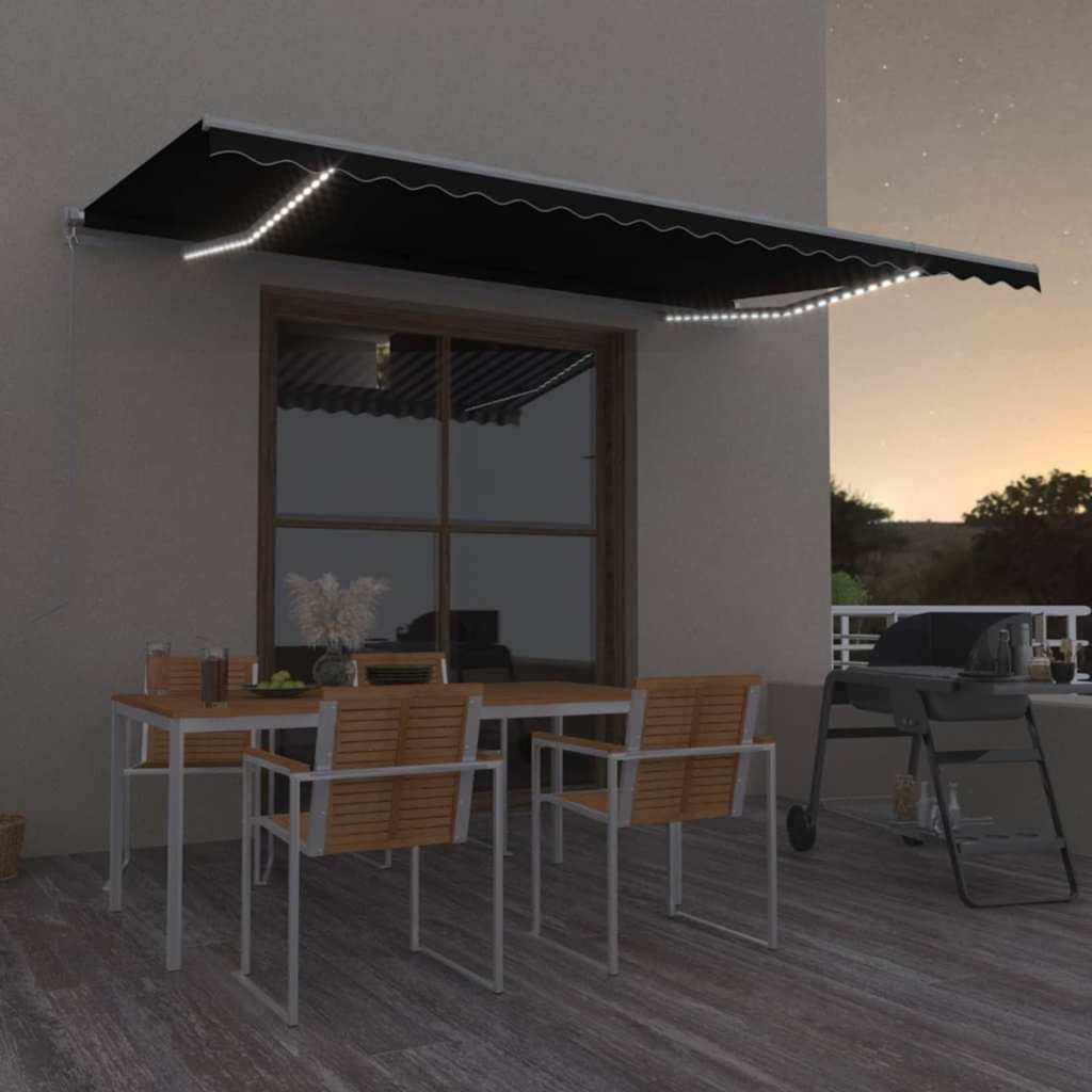 Markise Manuell Einziehbar Mit Led Anthrazit