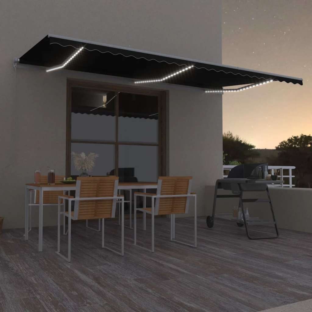 Markise Manuell Einziehbar Mit Led Anthrazit