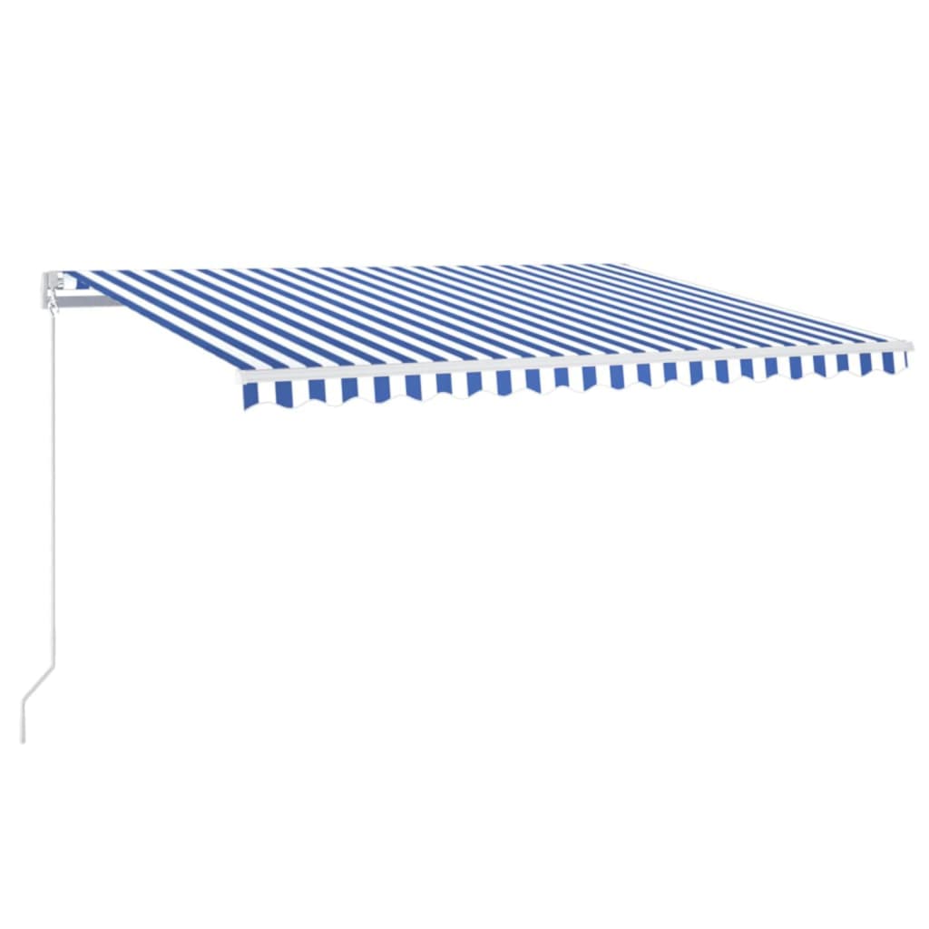 Markise Manuell Einziehbar Mit Led Blau Und Weiß