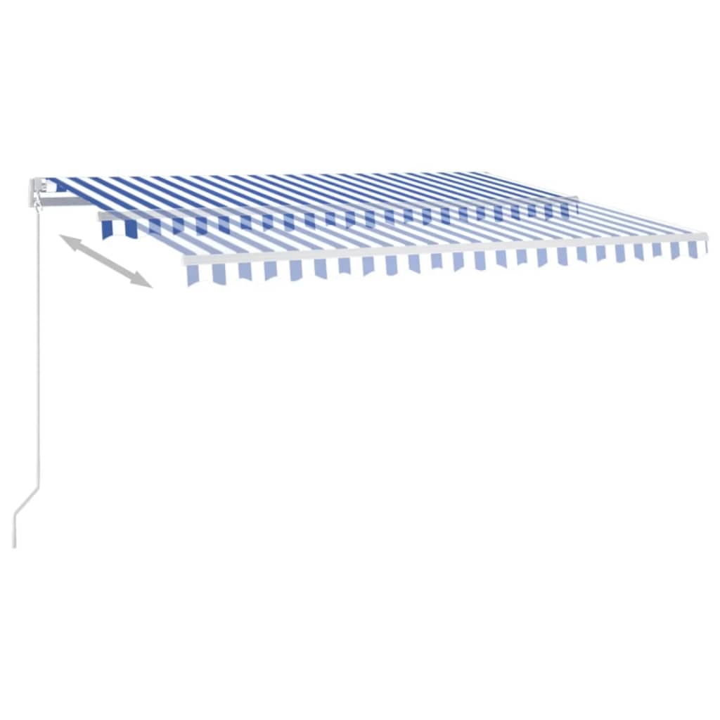 Markise Manuell Einziehbar Mit Led Blau Und Weiß