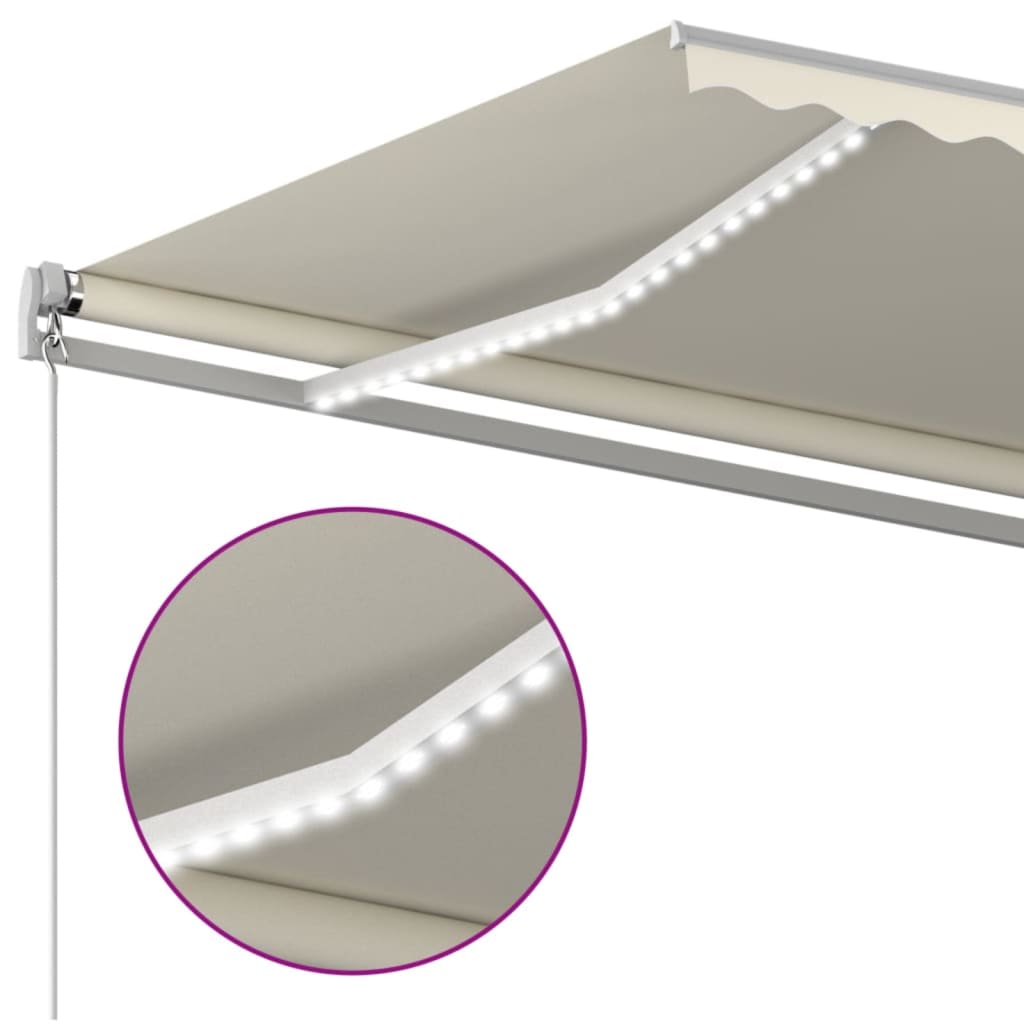 Markise Manuell Einziehbar Mit Led Creme