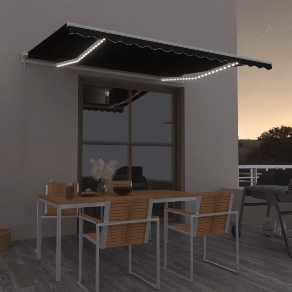 Markise Manuell Einziehbar Mit Led Anthrazit