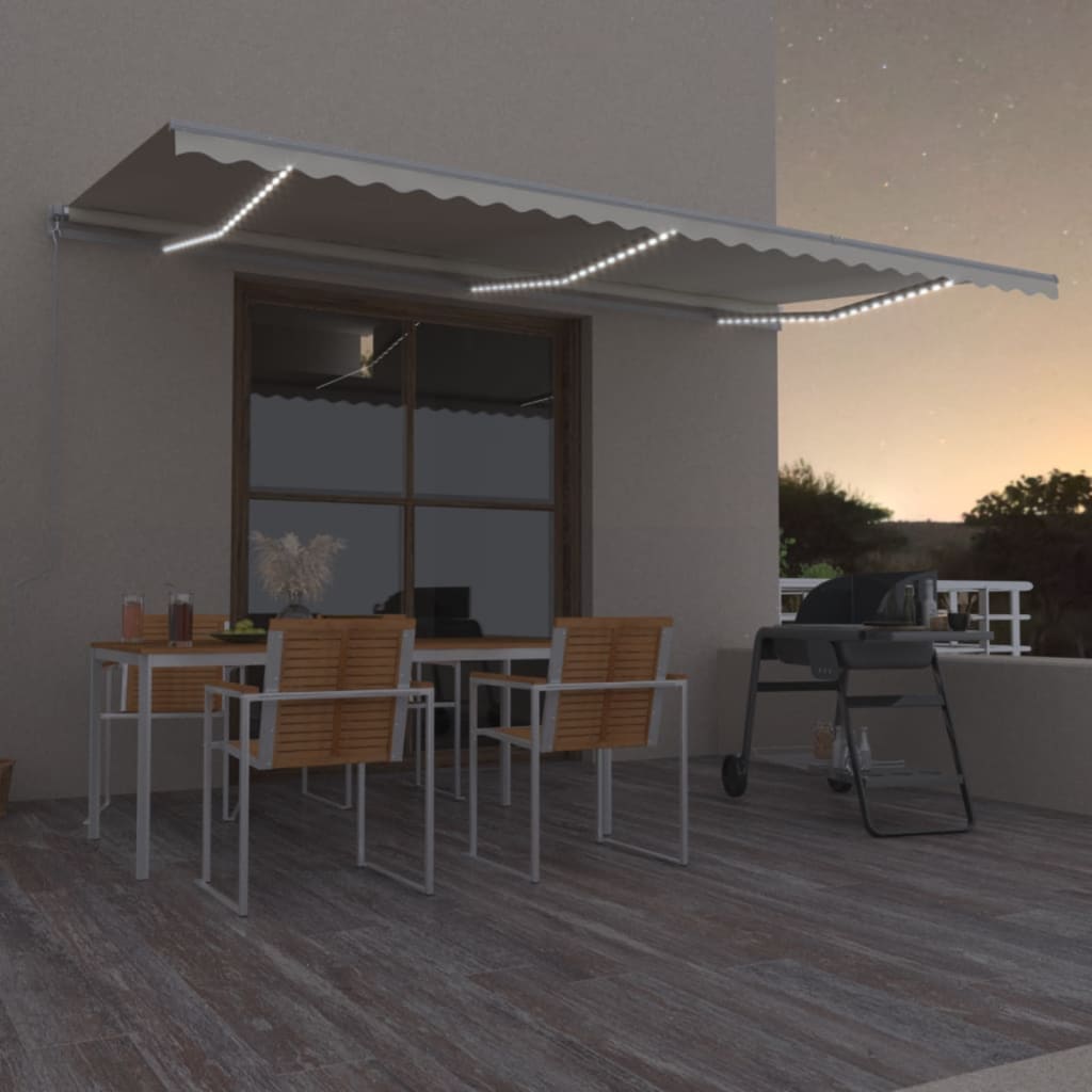 Markise Manuell Einziehbar Mit Led Creme