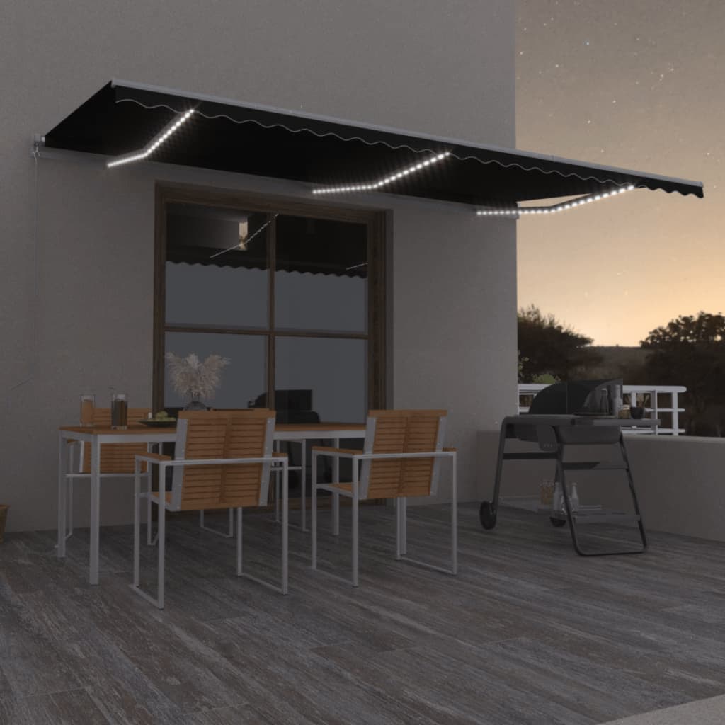 Markise Manuell Einziehbar Mit Led Anthrazit