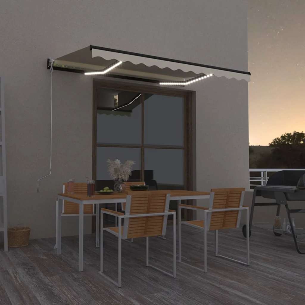 Markise Manuell Einziehbar Mit Led Creme