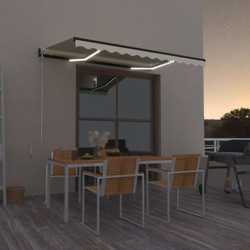 Markise Manuell Einziehbar Mit Led Gelb & Weiß Gelb Und Weiß