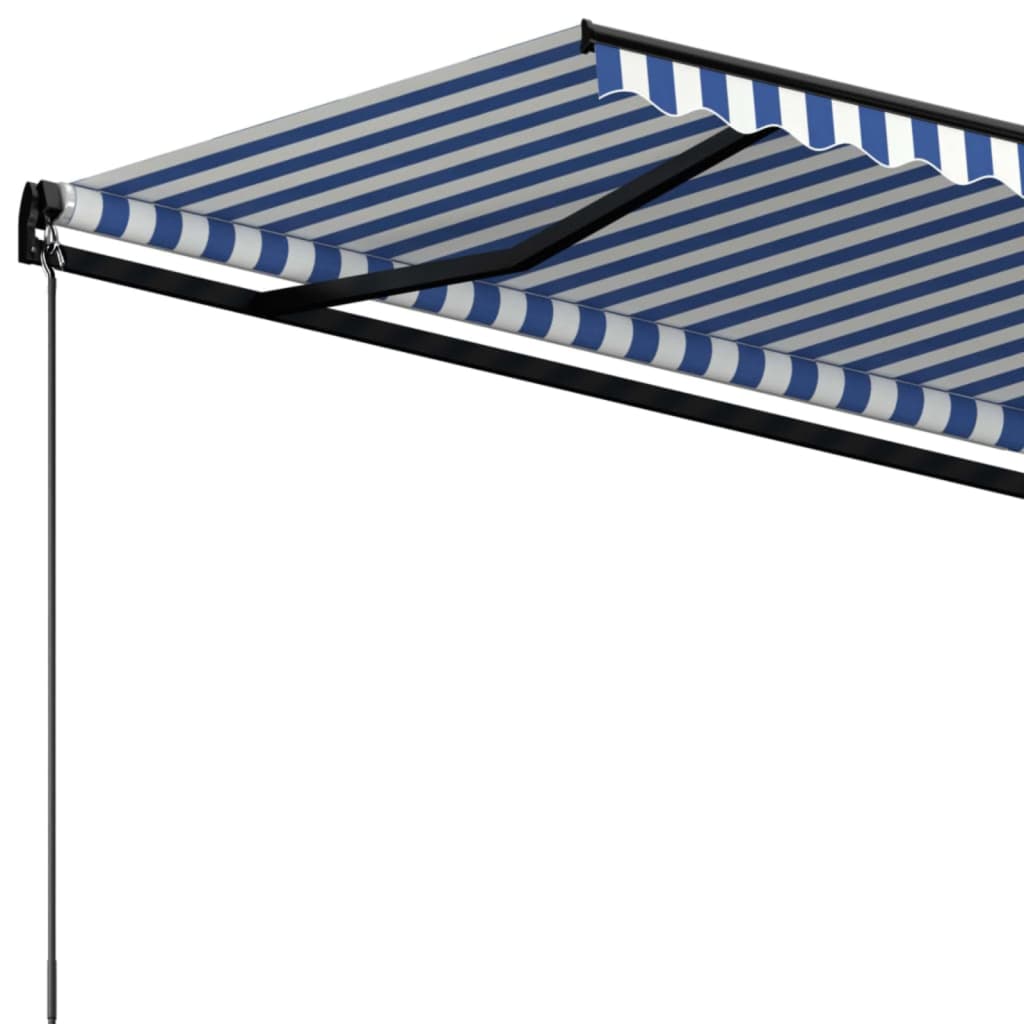 Markise Manuell Einziehbar Blau Und Weiß