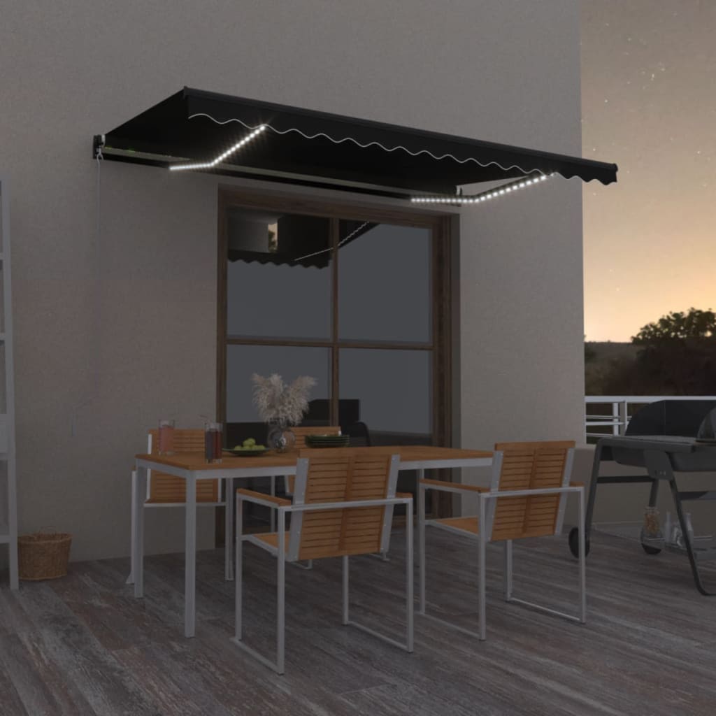 Markise Manuell Einziehbar Mit Led Anthrazit