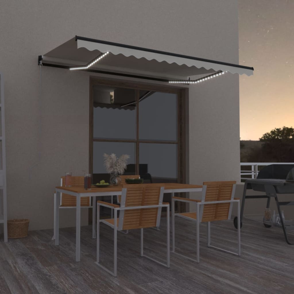 Markise Manuell Einziehbar Mit Led Creme
