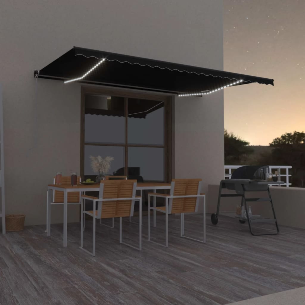 Markise Manuell Einziehbar Mit Led Anthrazit