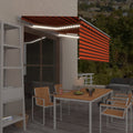 Markise Manuell Einziehbar Mit Rollo & Led Orange & Braun